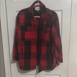 Lucky Brand Red and Black Plaid Jacket